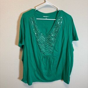 Denim‎ 24/7 Green Sequin Blouse